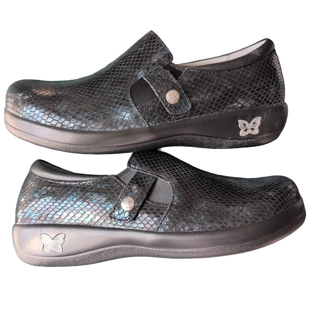 Alegria Kara Leather Comfort‎ Shoe Oceanic Iridescent Blue Snakeskin EU 41 US 10